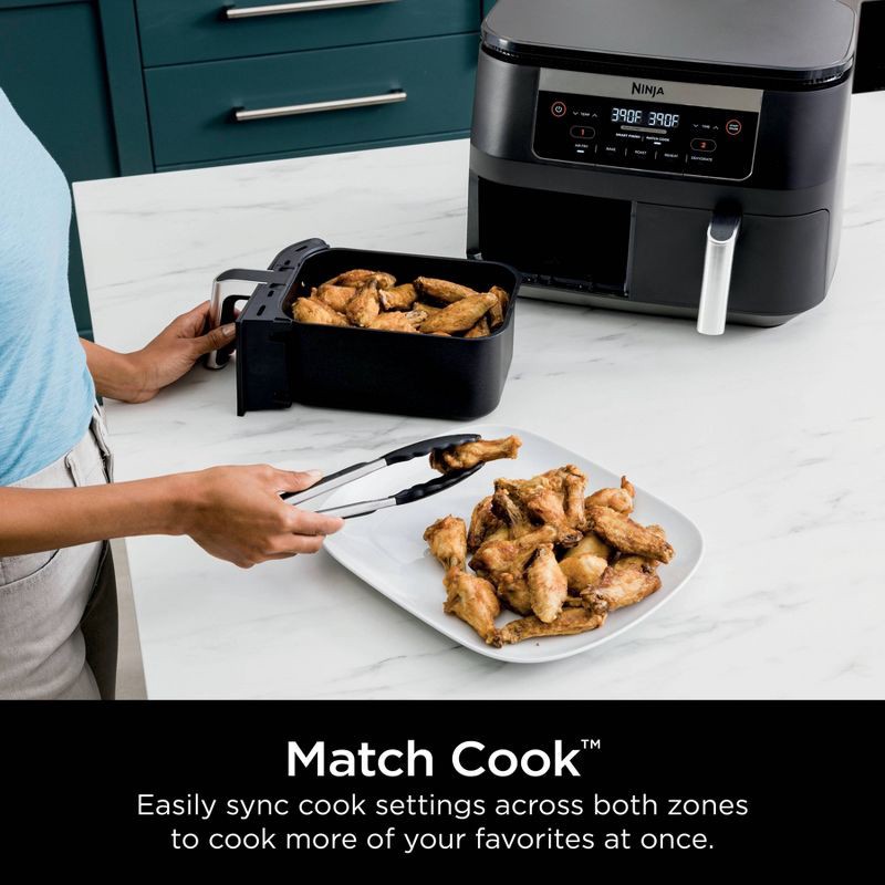 slide 8 of 10, Ninja Foodi 6qt 5-in-1 2-Basket Air Fryer with DualZone Technology - DZ090: Stainless Steel, Digital Control, 1760W, 6 qt
