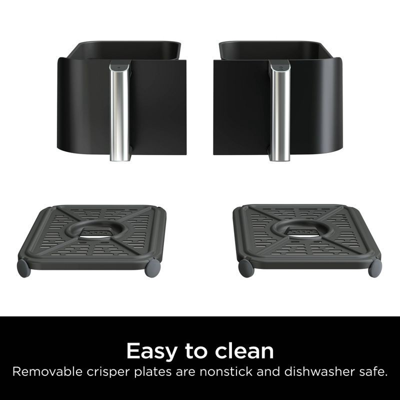 slide 10 of 10, Ninja Foodi 6qt 5-in-1 2-Basket Air Fryer with DualZone Technology - DZ090: Stainless Steel, Digital Control, 1760W, 6 qt