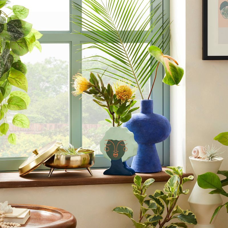 Ceramic Figural Vase Blue Opalhouse designed with Jungalow 1 ct Shipt