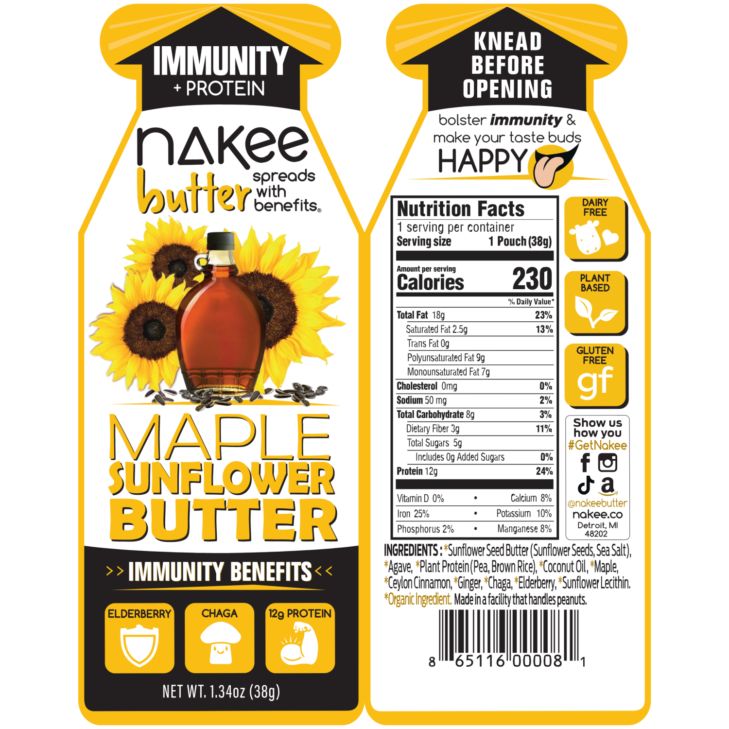 slide 2 of 2, Nakee Butter Immunity Maple Sunflower, 1.34 oz
