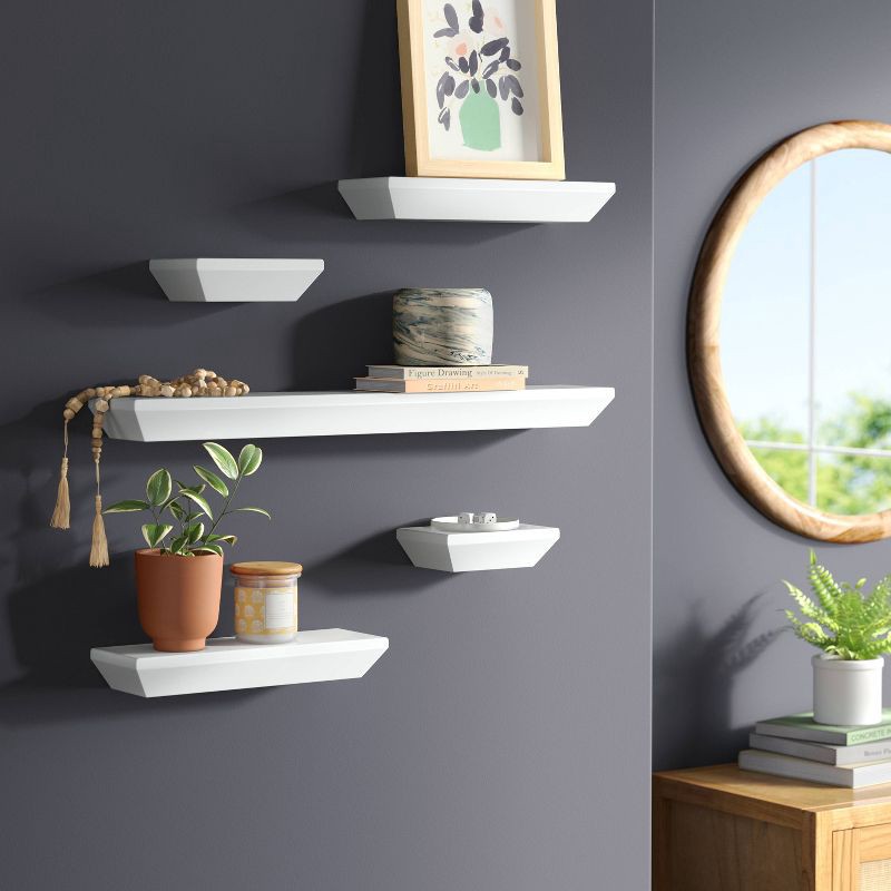 slide 2 of 3, 5pc Wedge Shelves White - Threshold™: Elegant Home Decor, No Assembly Required, FSC Certified, 5 ct