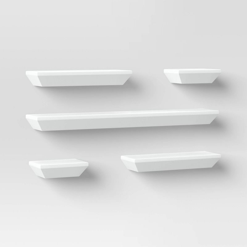 slide 1 of 3, 5pc Wedge Shelves White - Threshold™: Elegant Home Decor, No Assembly Required, FSC Certified, 5 ct