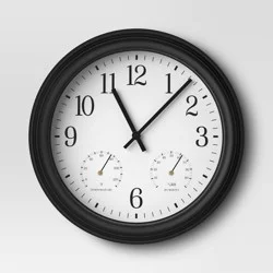 15" Outdoor Wall Clock Charcoal Gray - Threshold™