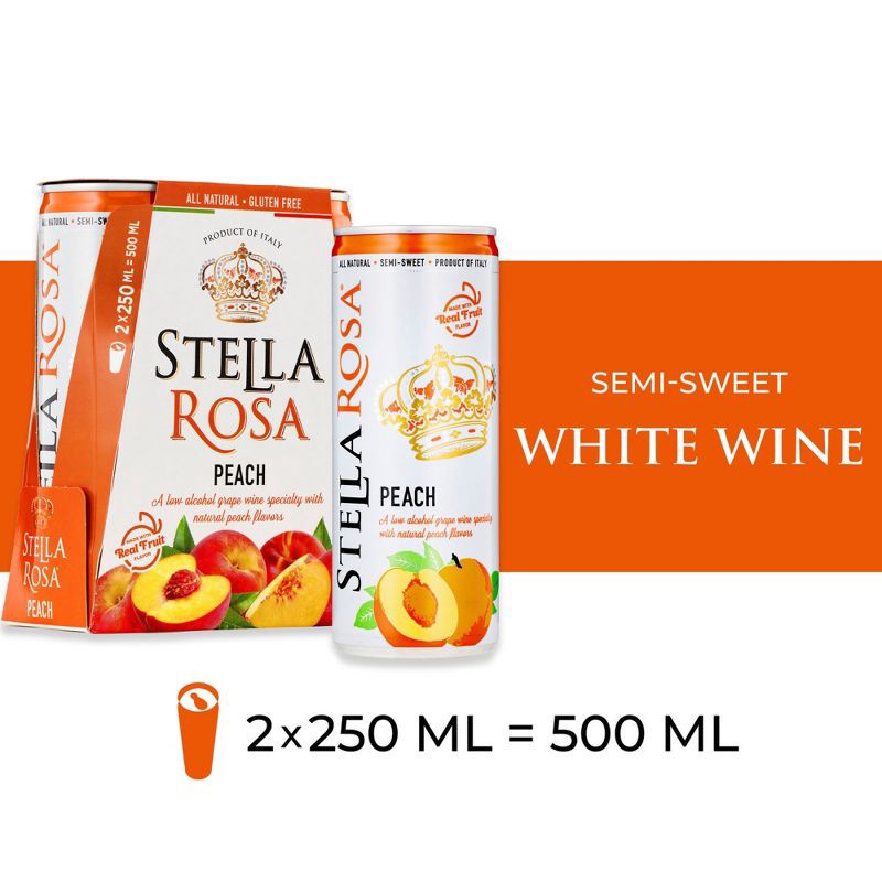 slide 2 of 11, Stella Rosa Peach - 2pk/250ml Cans, 2 ct; 250 ml