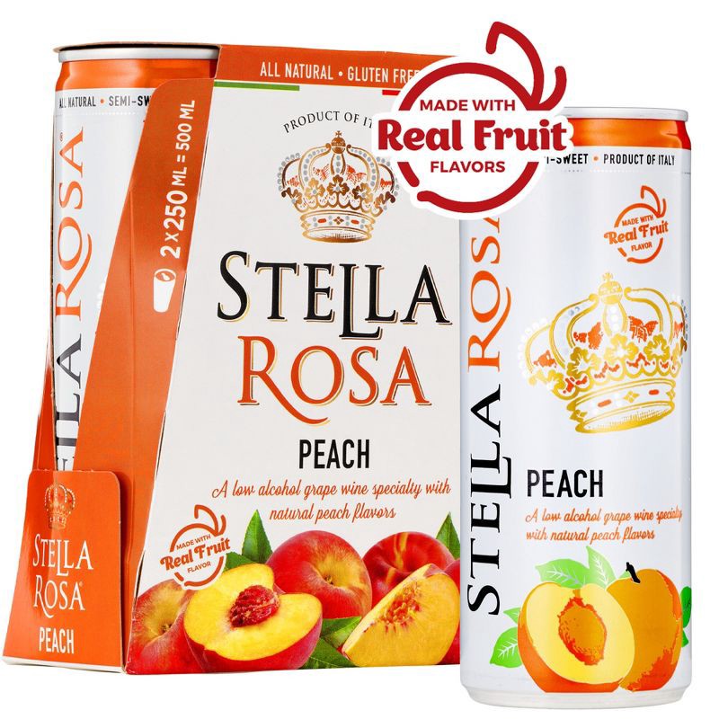 slide 3 of 11, Stella Rosa Peach - 2pk/250ml Cans, 2 ct; 250 ml