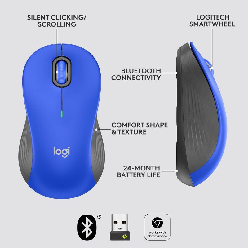 slide 6 of 7, Logitech Signature M550 Wireless Mouse - Large - Blue, 1 ct