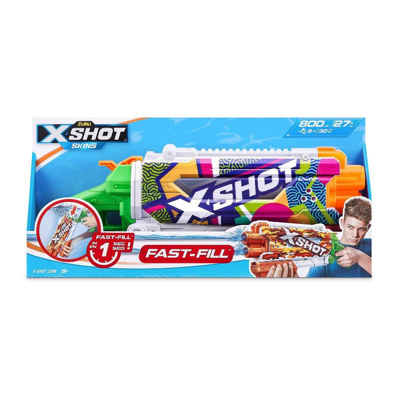 slide 2 of 5, X-Shot Water Fast-Fill Skins Pump Action Water Blaster Toy - Ripple by ZURU, 1 ct