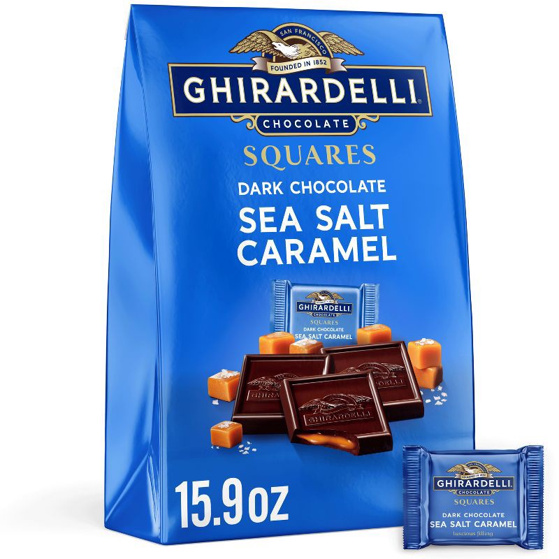 slide 1 of 7, Ghirardelli Dark Chocolate Candy SQUARES with Sea Salt Caramel Filling - 15.9oz, 15.9 oz