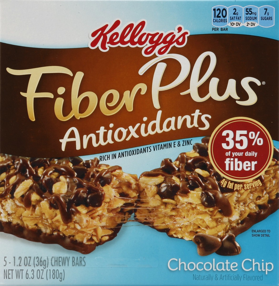 slide 5 of 6, Kellogg's Fiberplus Antioxidants Chocolate Chip Chewy Bars, 5 ct; 6.3 oz