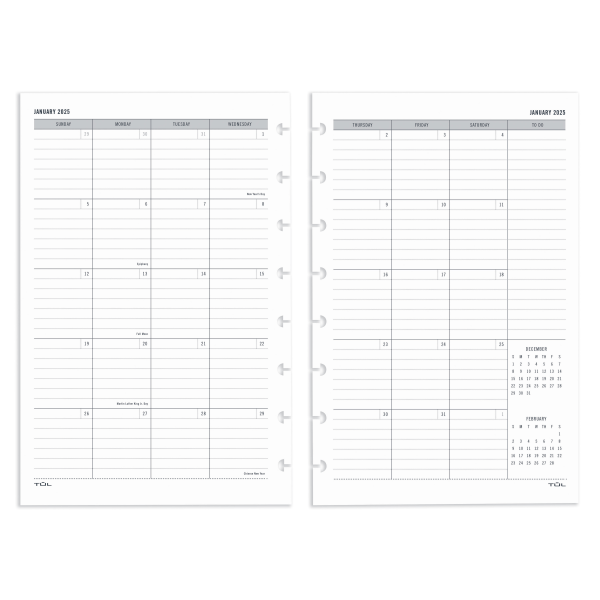slide 3 of 3, 2025 Tul Discbound Monthly Planner Refill Pages With 12 Tab Dividers, Junior Size, Gray, January To December, 1 ct