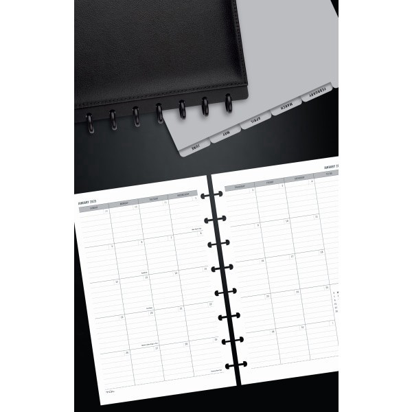 slide 2 of 3, 2025 Tul Discbound Monthly Planner Refill Pages With 12 Tab Dividers, Junior Size, Gray, January To December, 1 ct