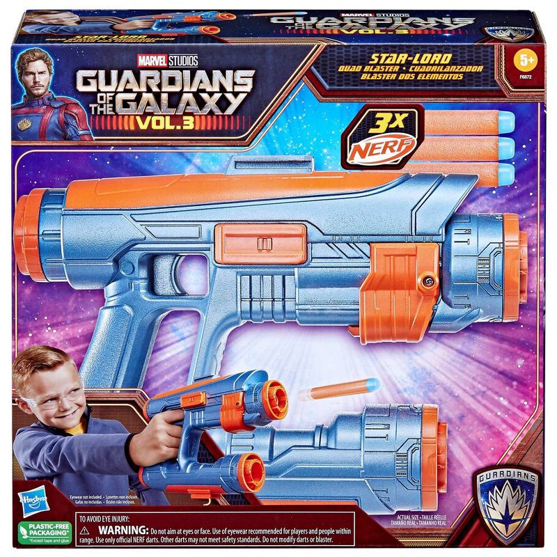 slide 2 of 10, Marvel Guardians of the Galaxy Vol. 3 Star-Lord Nerf Quad Toy Blaster, 1 ct
