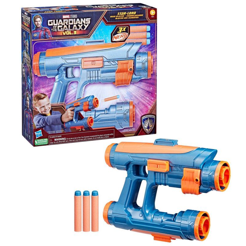 slide 3 of 10, Marvel Guardians of the Galaxy Vol. 3 Star-Lord Nerf Quad Toy Blaster, 1 ct