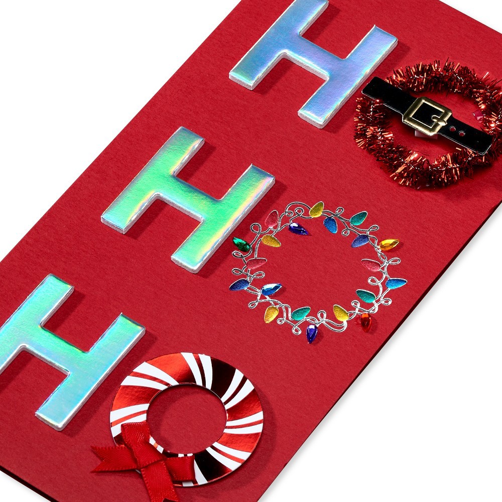 slide 4 of 5, 'Ho Ho Ho' Wreaths Christmas Card - PAPYRUS, 1 ct
