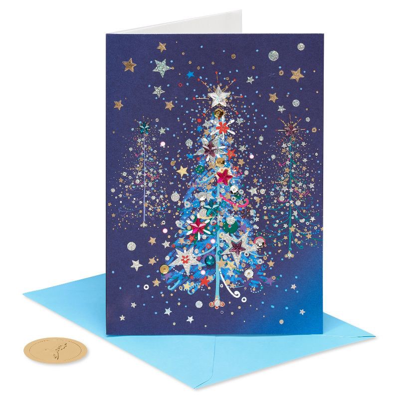 slide 4 of 5, PAPYRUS Glitter Christmas Tree Christmas Card, 1 ct