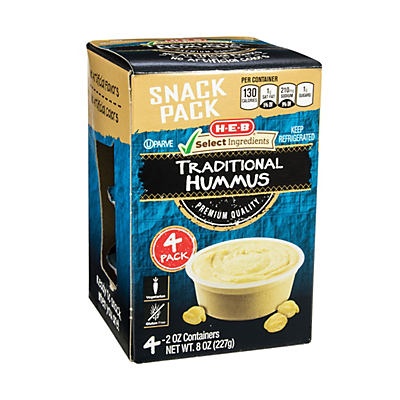 slide 1 of 1, H-E-B Delicatessen Traditional Hummus Snack Pack, 4 ct; 2 oz