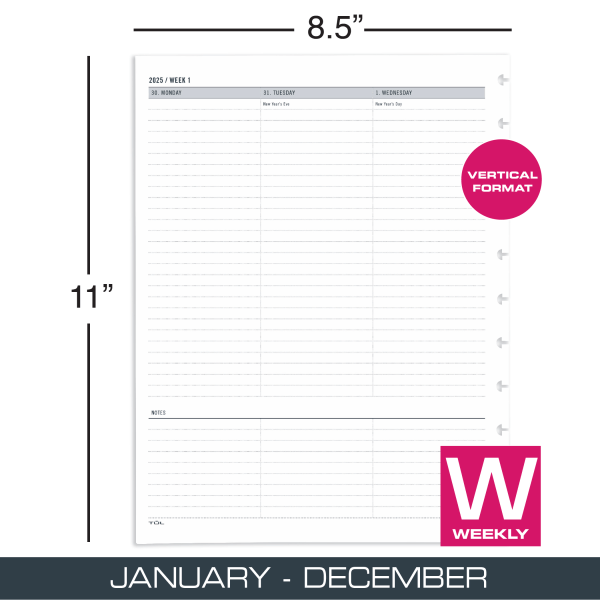 slide 3 of 3, 2025 Tul Discbound Weekly Planner Refill Pages, Letter Size, January To December, 1 ct