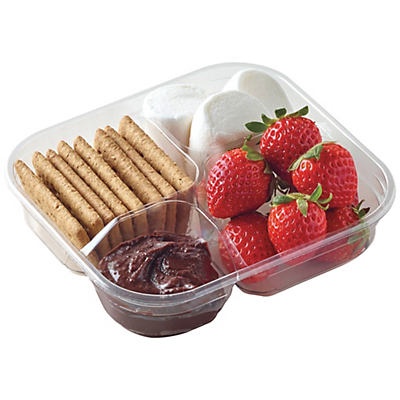 slide 1 of 1, H-E-B Meal Simple Strawberry, Chocolate Hummus, Graham Cracker & Marshamallow Snack Tray, 1 ct