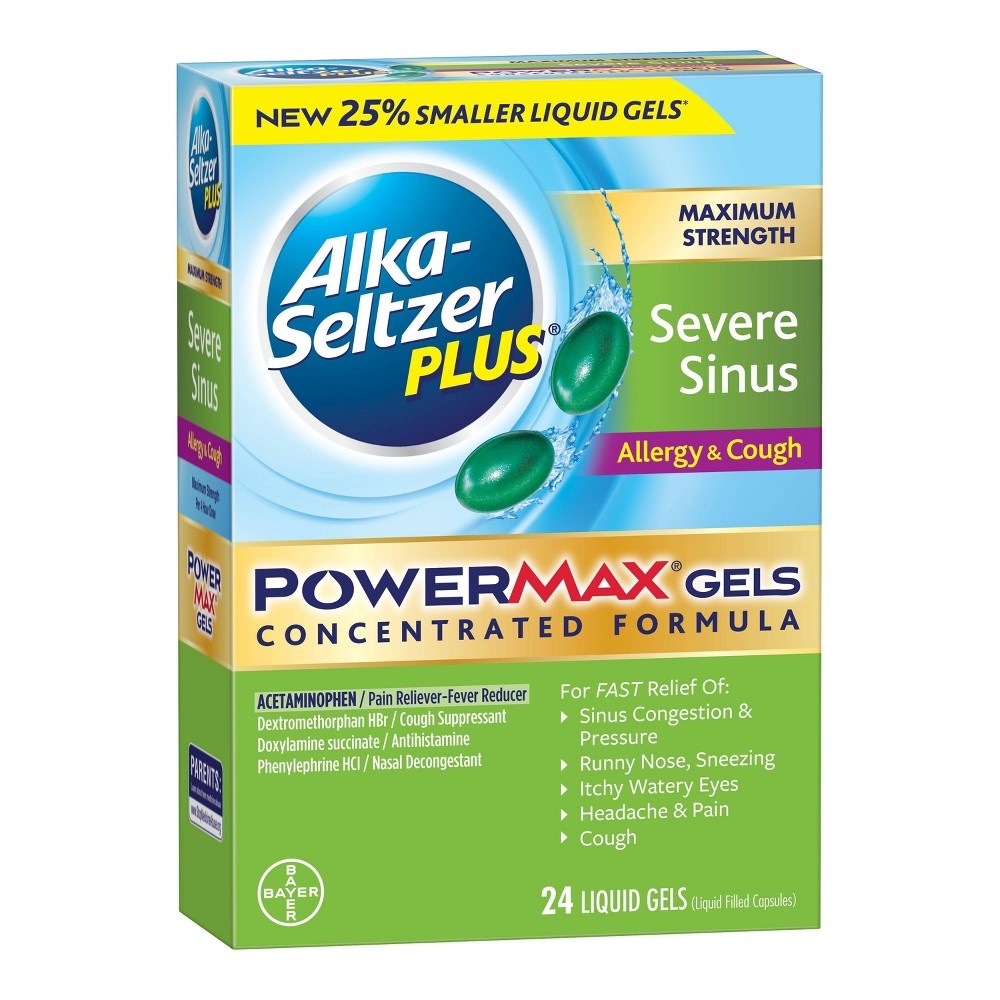 AlkaSeltzer PowerMax Severe Sinus & Allergy Cough Relief Gelcaps