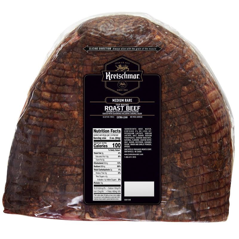 slide 2 of 3, Kretschmar Medium Rare Roast Beef - price per lb, per lb