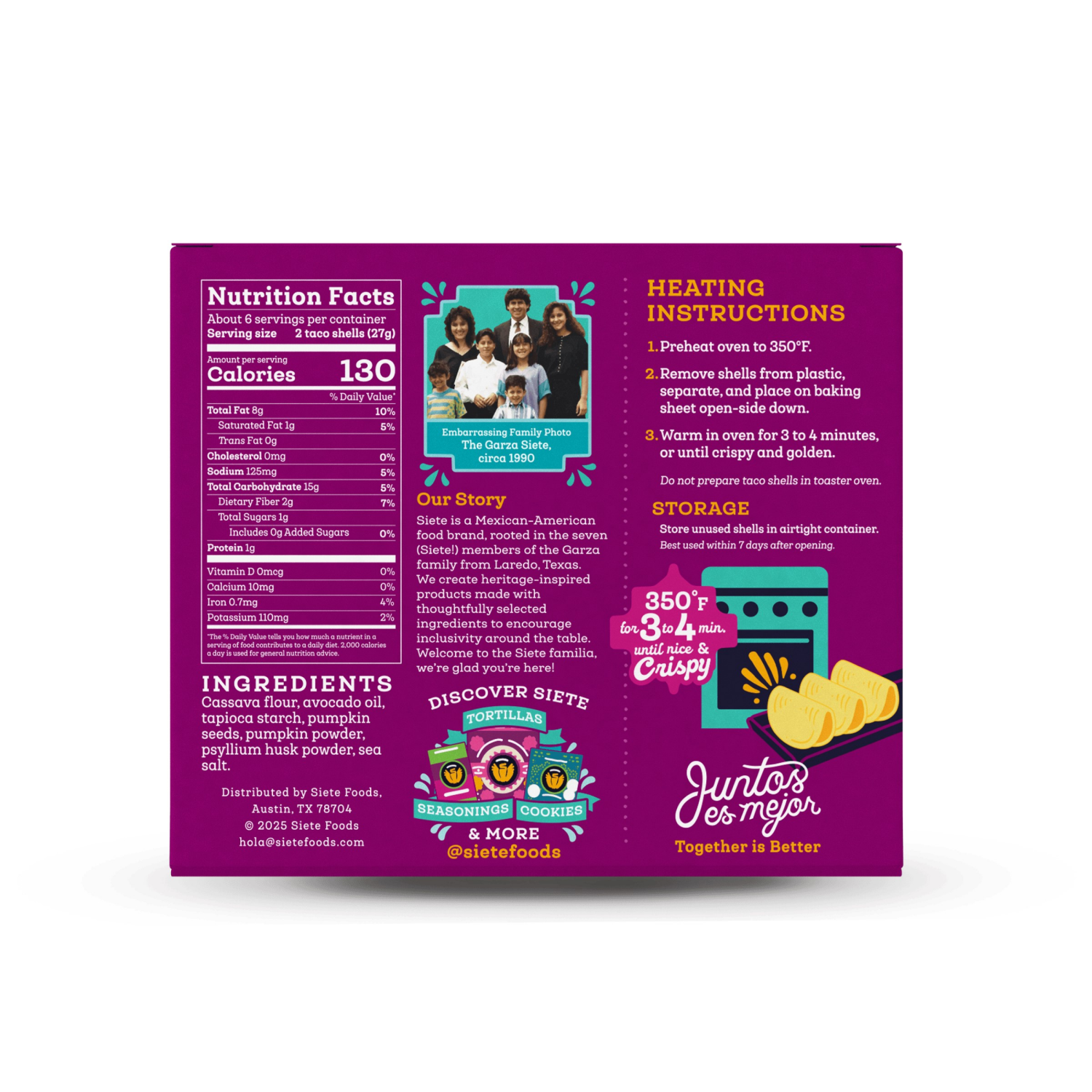 slide 2 of 3, Siete Grain Free Taco Shells 12 Each, 12 ct