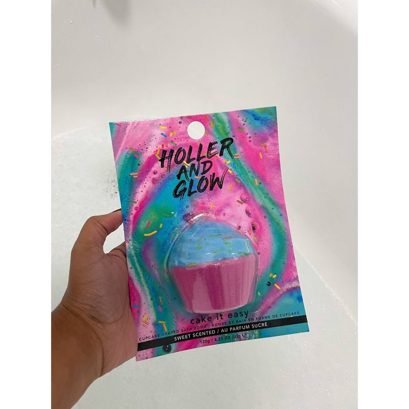 slide 4 of 4, Holler and Glow Cake It Easy Cupcake Shaped Scented Bath Bomb - 4.23oz, 4.23 oz