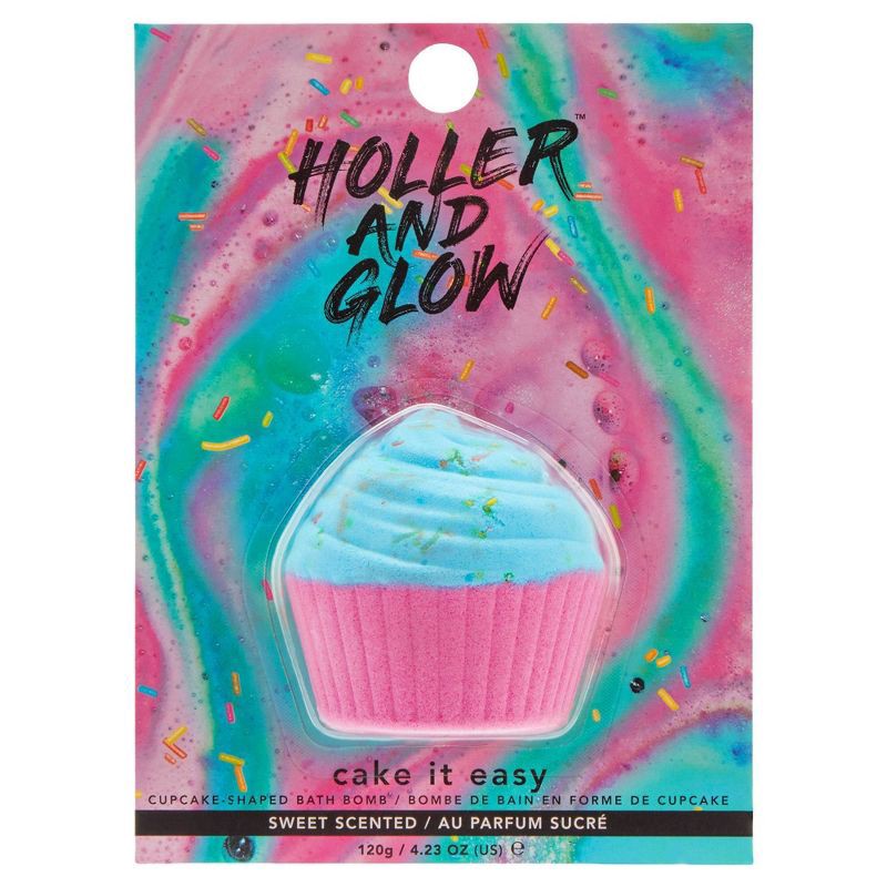 slide 1 of 4, Holler and Glow Cake It Easy Cupcake Shaped Scented Bath Bomb - 4.23oz, 4.23 oz