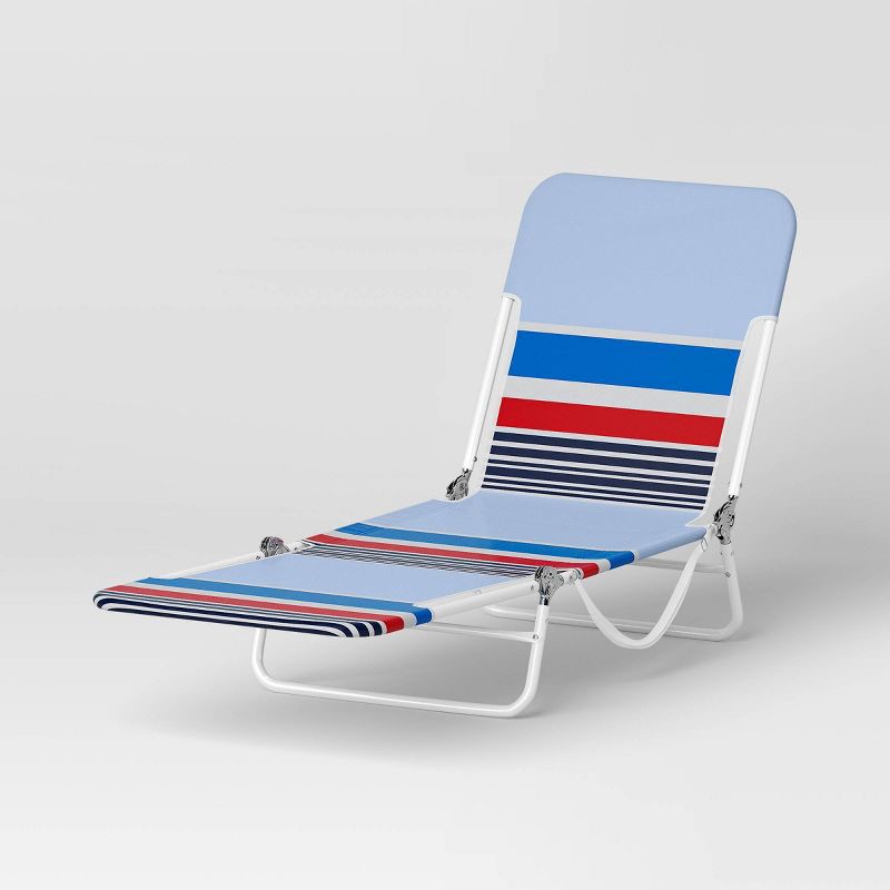 slide 1 of 5, Folding Beach Lounger Striped - Sun Squad, 1 ct