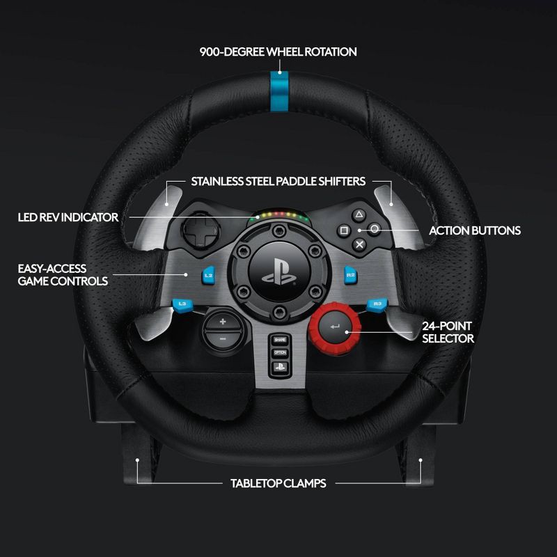 slide 6 of 9, Logitech G29 Driving Force Racing Wheel and Pedals for PlayStation 4/5/PC: USB Connection, 1 ct