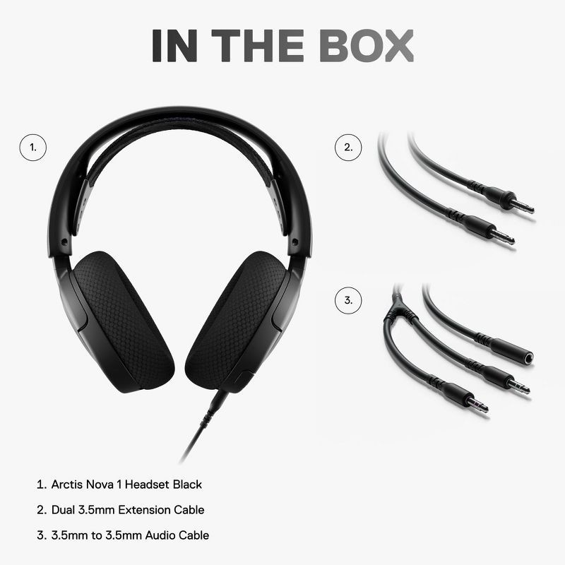 slide 8 of 12, SteelSeries Arctis Nova 1 Wired Gaming Headset for PC: Adjustable Headband, Noise Canceling, 1 ct
