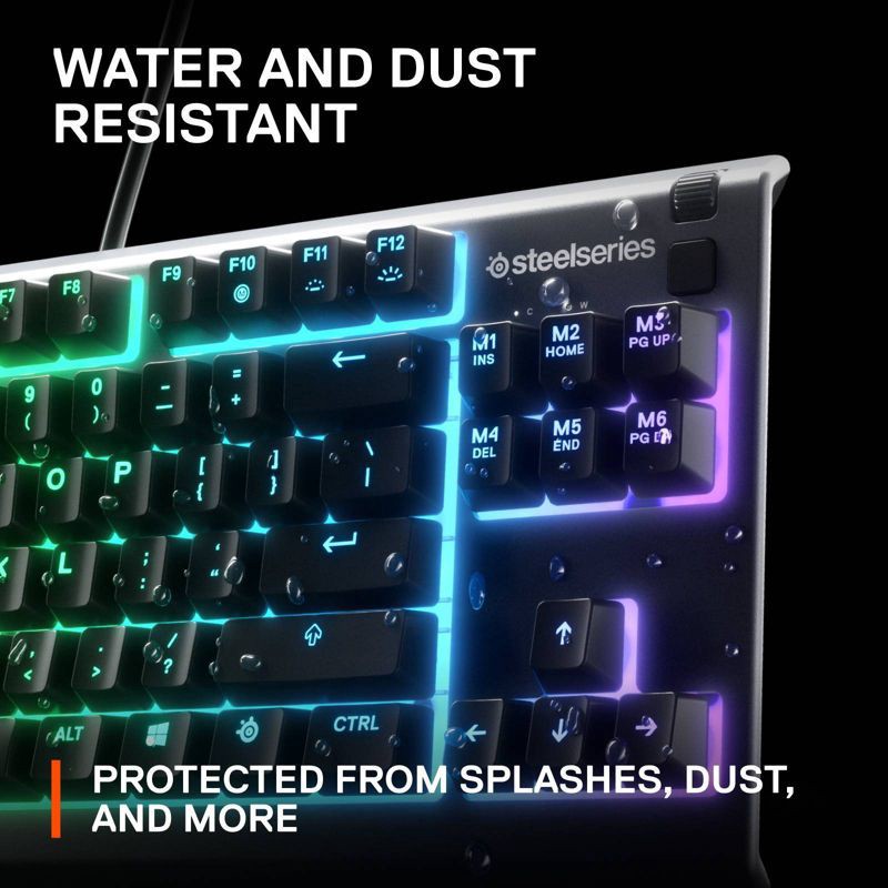 slide 5 of 9, SteelSeries Apex 3 TKL Wired Gaming Keyboard for PC: RGB Lighting, Water-Resistant, Compact, 1 ct