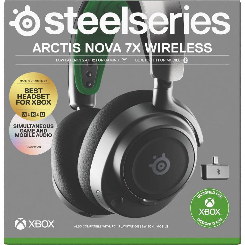 slide 11 of 12, SteelSeries Arctis Nova 7 Wireless Gaming Headset for Xbox Series X: PS5 Compatible, Noise Canceling, Built-In Mic, 1 ct
