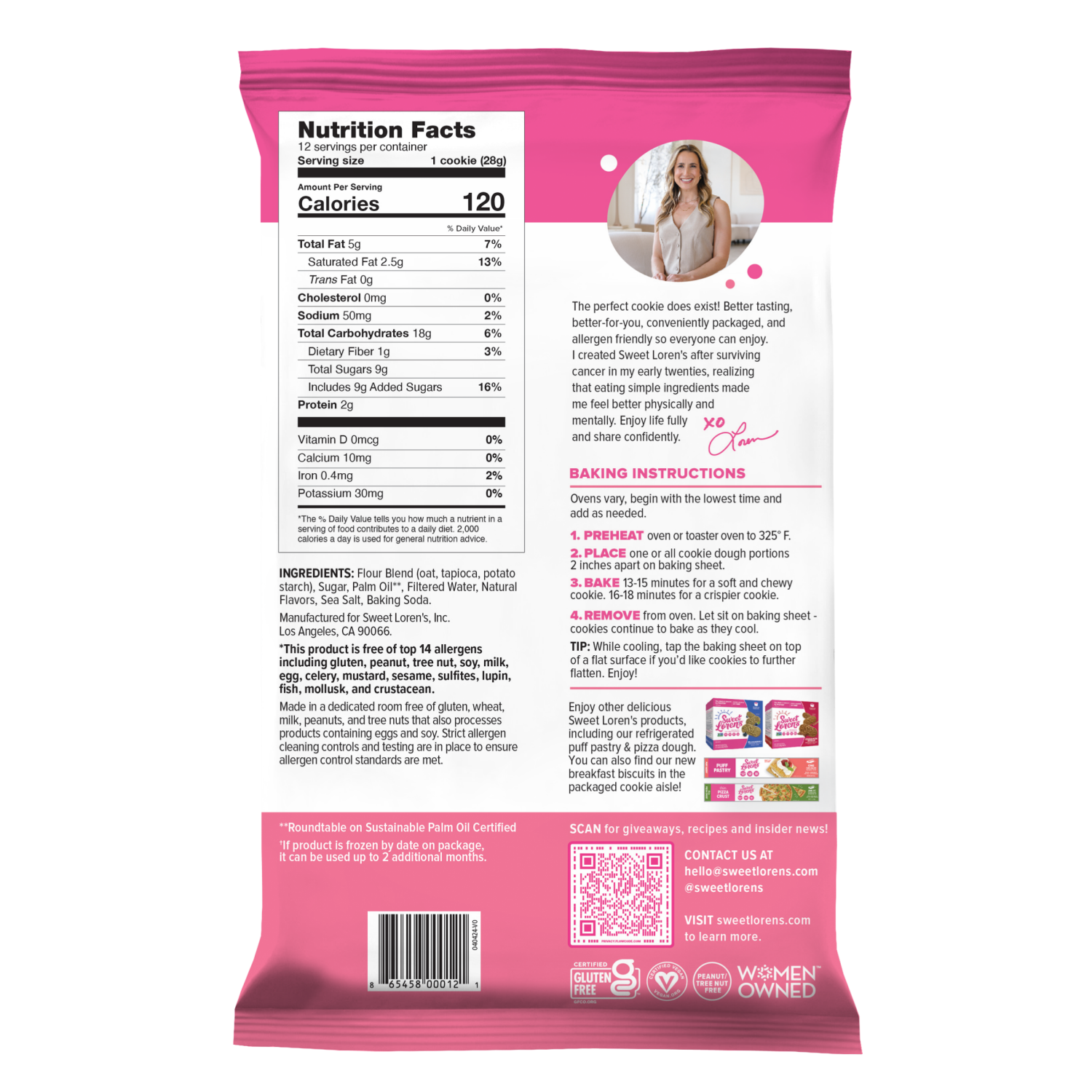 slide 2 of 2, Sweet Loren's Gluten Free & Vegan Sugar Cookie Dough, 12 oz, 12 oz