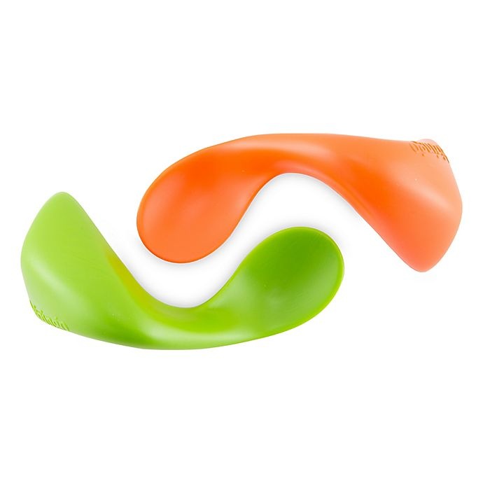 slide 5 of 5, Kizingo Right-Handed Toddler Spoons - Pea/Carrots, 2 ct