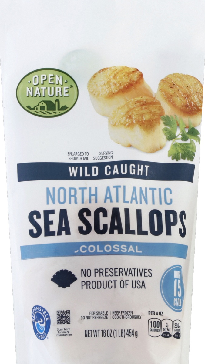 slide 2 of 2, Open Nature Sea Scallops, North Atlantic, Wild Caught, Colossal, per lb