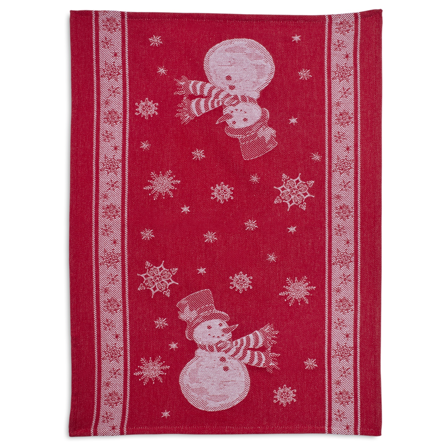 slide 1 of 1, Sur La Table Red Snowman Jacquard Kitchen Towel, 28 in x 20 in