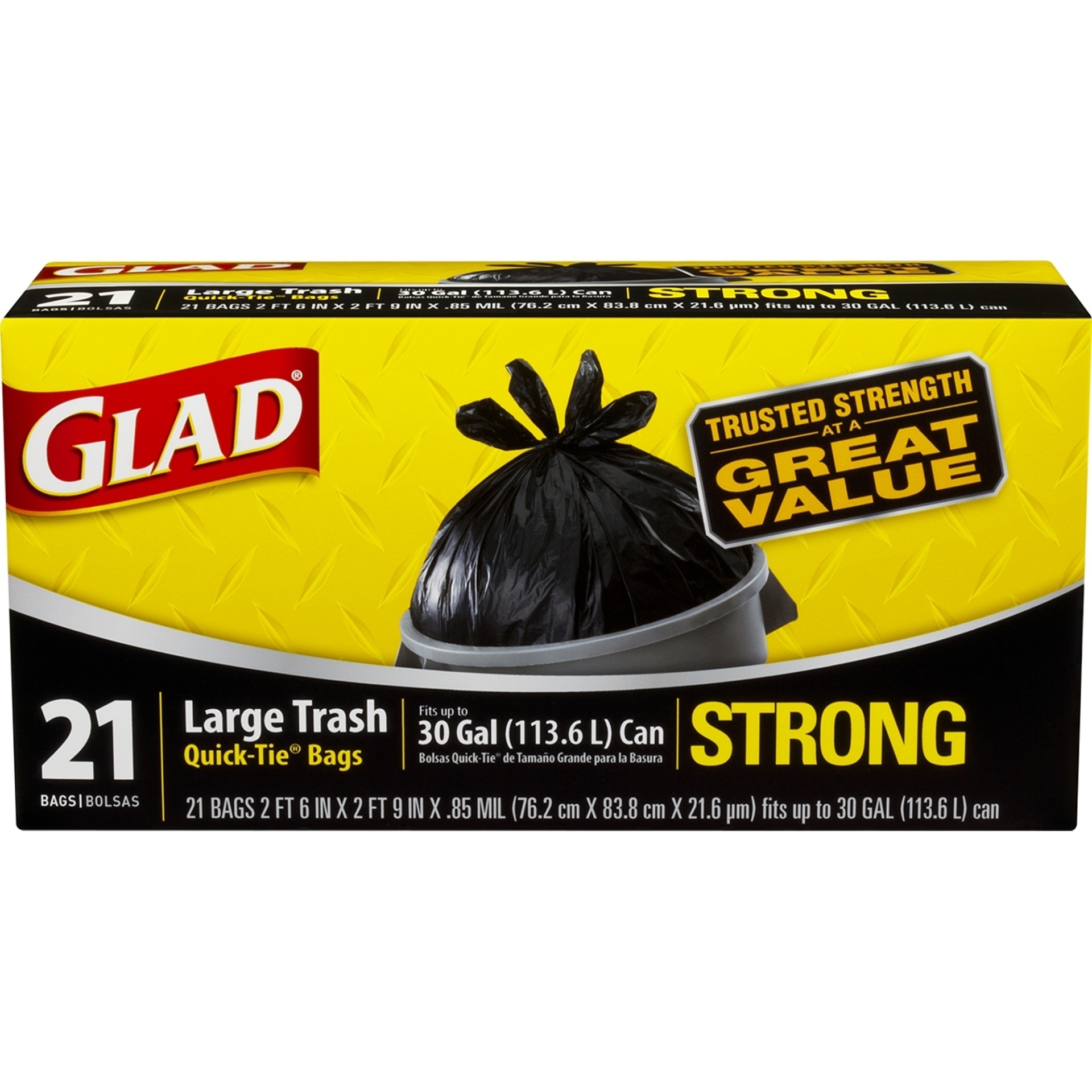 Glad Quick-Tie Outdoor Trash Bags, Easy Grip Flaps, 30 Gallon, Trash Bags