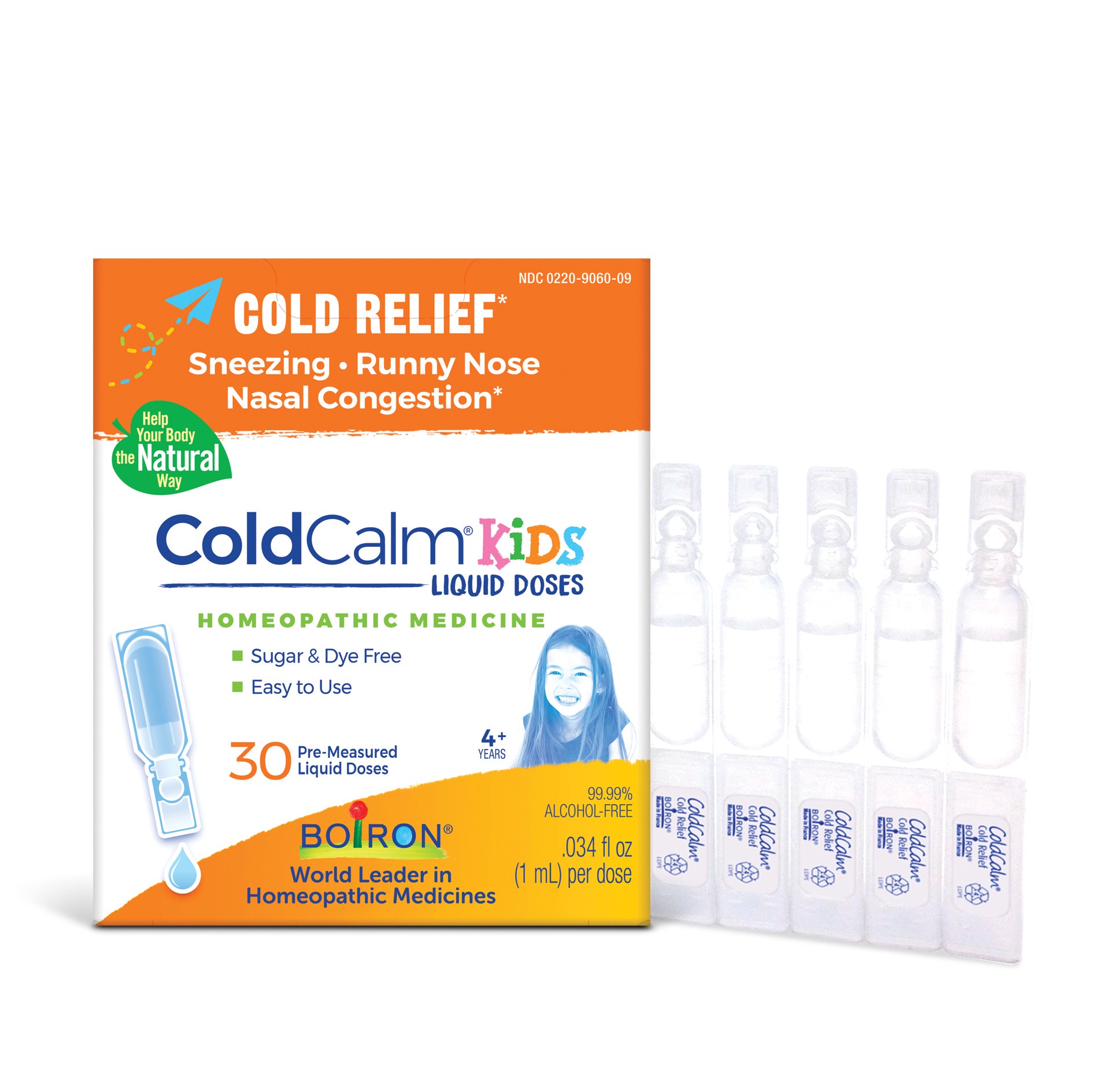 slide 1 of 9, Boiron ColdCalm Kids 30 Single Liquid Doses, 30 ct