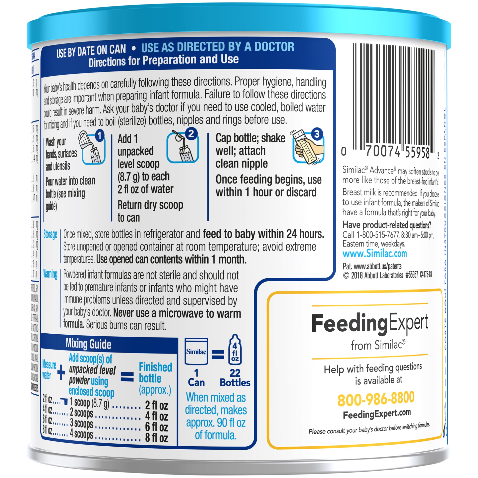 slide 6 of 8, Similac Advance Powder Infant Formula - 12.4oz, 12.4 oz