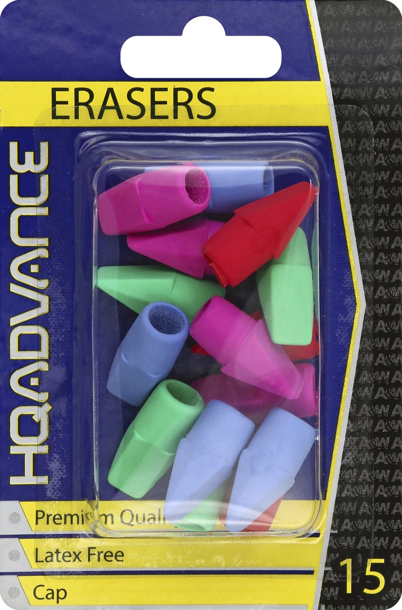 slide 2 of 2, HQ Advance Pencil Cap Erasers, 15 ct