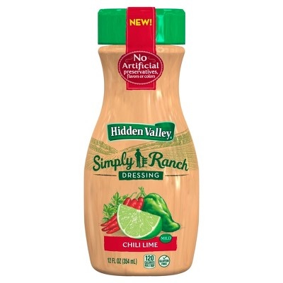 slide 1 of 1, Hidden Valley Gluten Free Simply Ranch Chili Lime Salad Dressing, 12 oz