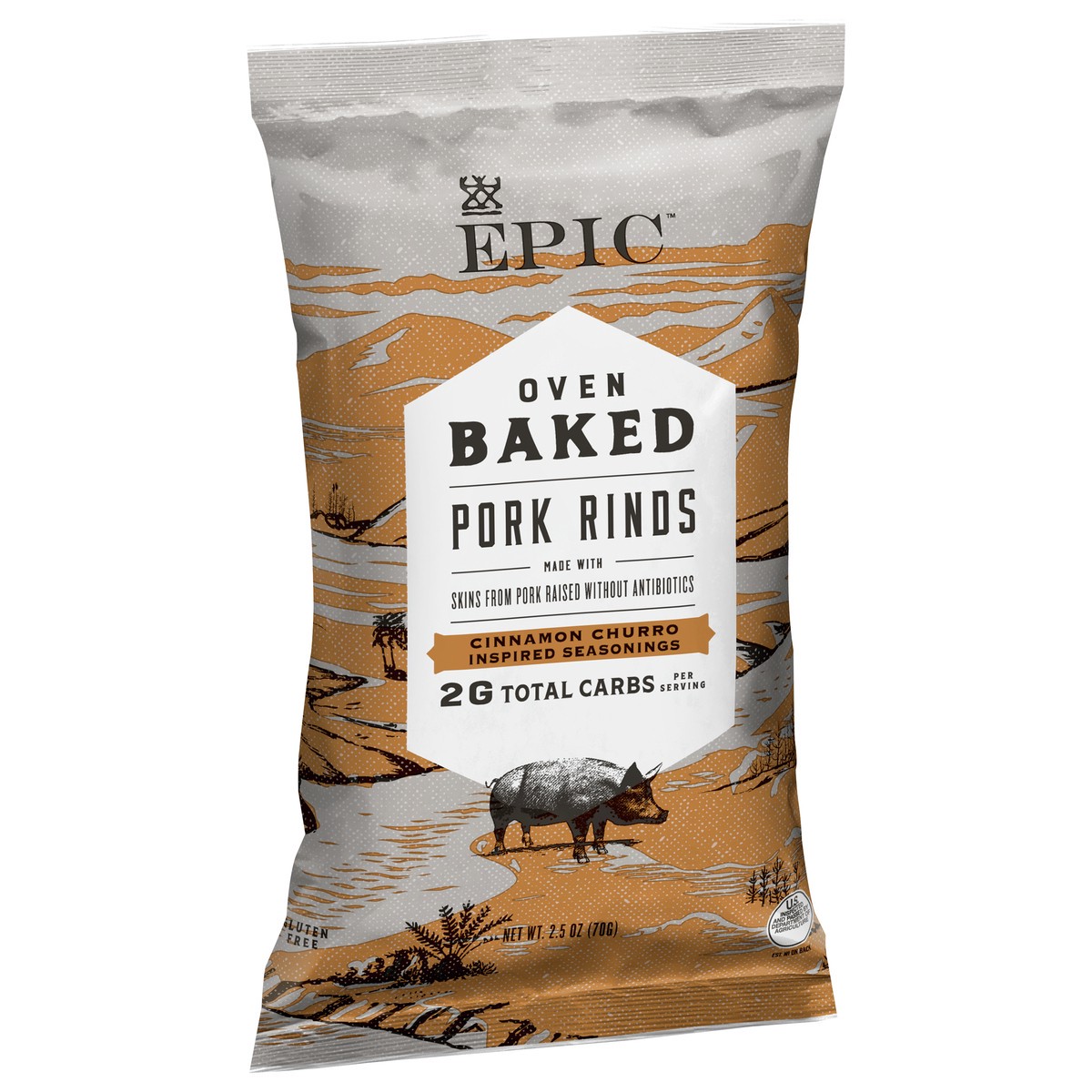 slide 2 of 13, EPIC Cinnamon Churro Baked Pork Rinds, Keto Friendly, Paleo Friendly, 2.5 oz, 2.5 oz