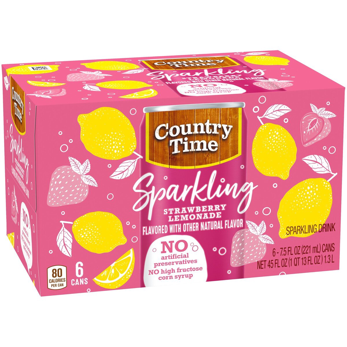 slide 7 of 8, Country Time Sparkling Drink, Strawberry Lemonade , 6 ct - 7.5 fl oz Cans, 6 ct