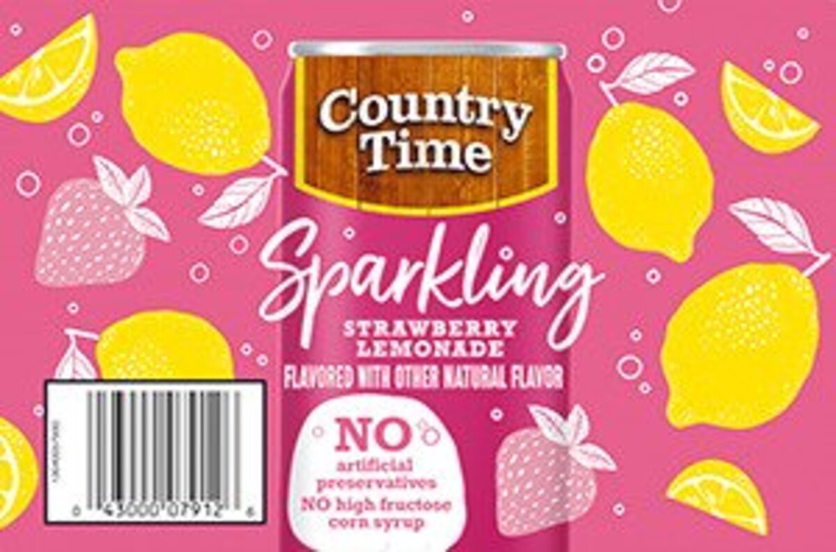 slide 8 of 8, Country Time Sparkling Drink, Strawberry Lemonade , 6 ct - 7.5 fl oz Cans, 6 ct