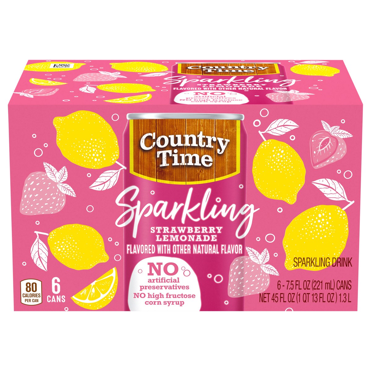 slide 1 of 8, Country Time Sparkling Drink, Strawberry Lemonade - 6 ct, 6 ct