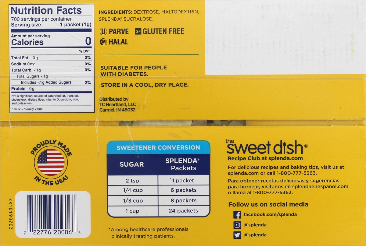 slide 2 of 11, Splenda Packets Zero Calorie Sweetener 700 ea, 700 ct