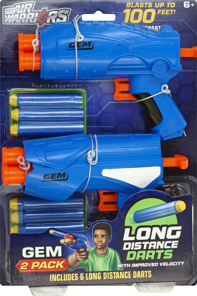slide 1 of 3, Air Warriors Blaster And Long Distance Darts, 2 ct