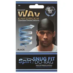 Firstline Wav Enforcer Black Snug Fit Do-Rag
