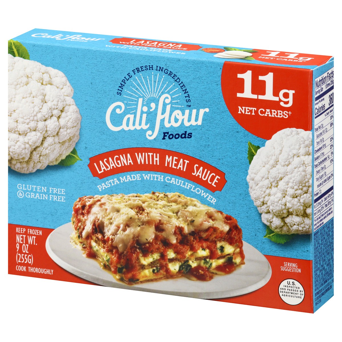 slide 9 of 10, Cali'flour Foods Lasagna with Meat Sauce, 9 oz