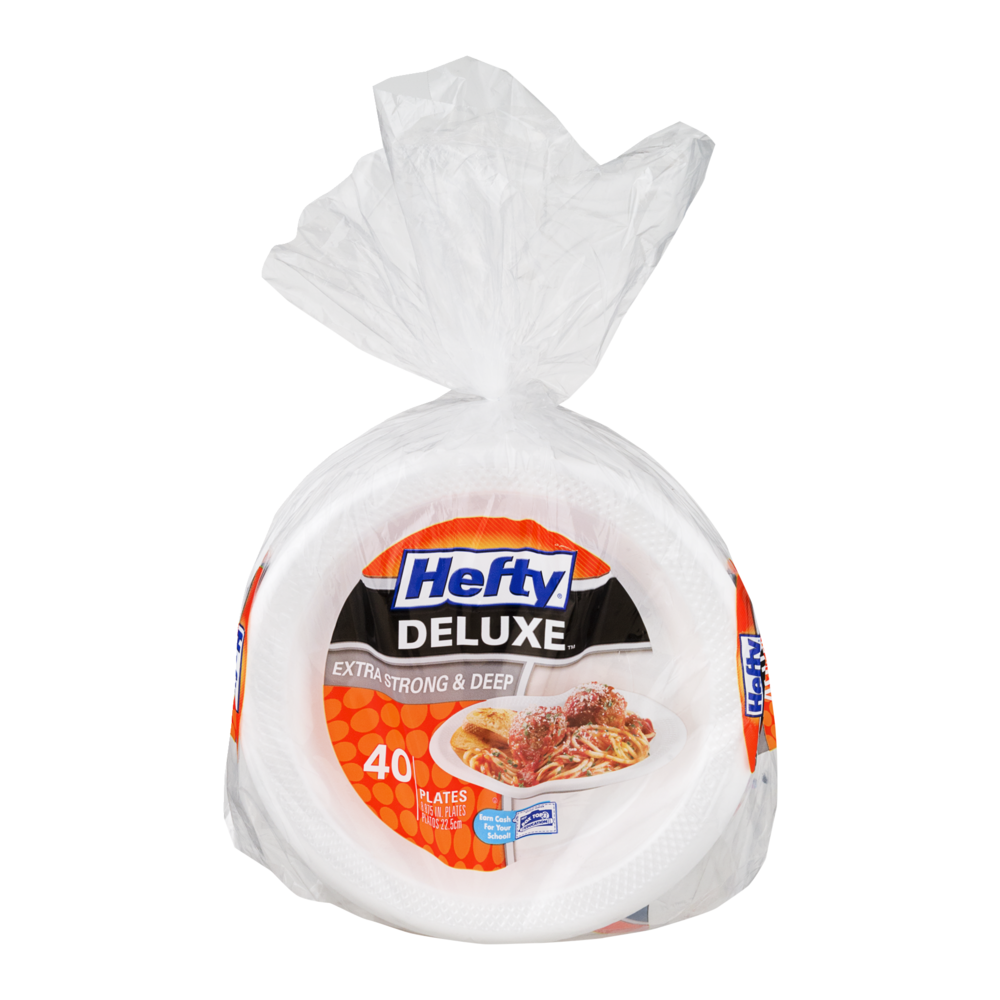 slide 1 of 1, Hefty Deluxe Extra Strong And Deep Polypropylene Plates, 40 ct